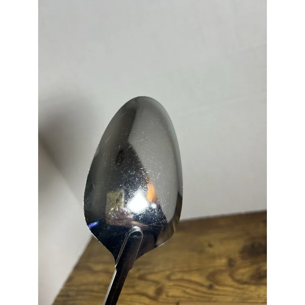 Vintage Stainless Serving Spoon Faux Wood Handle Mid Century 12” Kitchen Japan